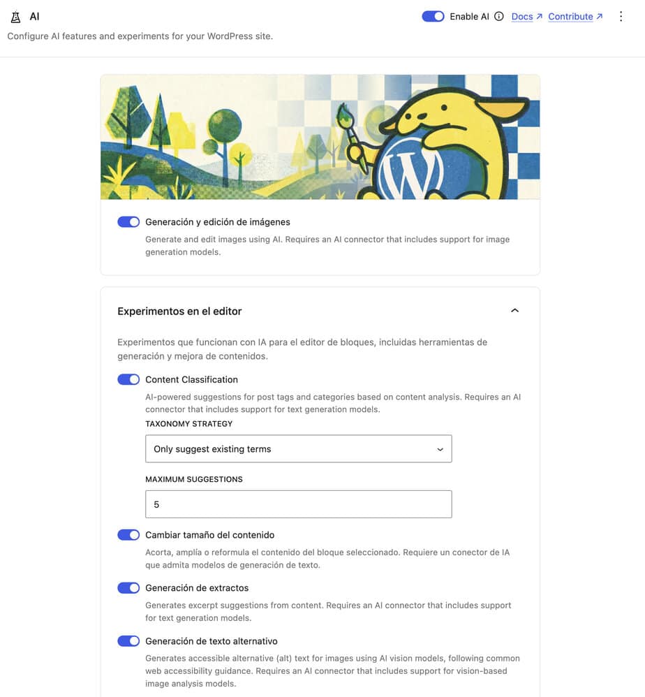 WordPress 7 Experimentos