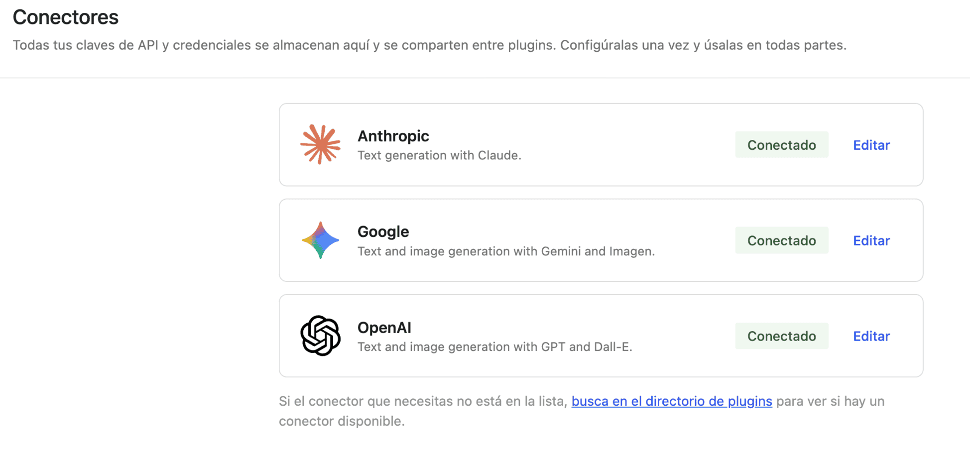 WordPress 7 Ajustes Conectores