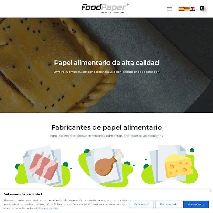 Fabricantes de papel alimentario Para la alimentación: supermercados, carnicerías, charcuterías y pescaderías