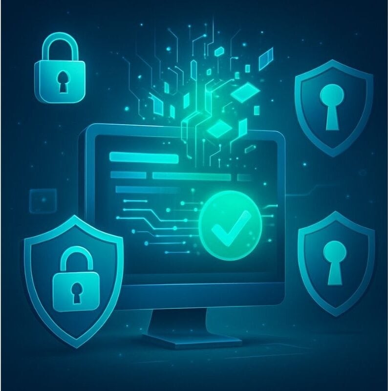 Protección de datos y ciberseguridad digital con tecnología avanzada, escudos y candados en un entorno tecnológico para garantizar la seguridad de la información.